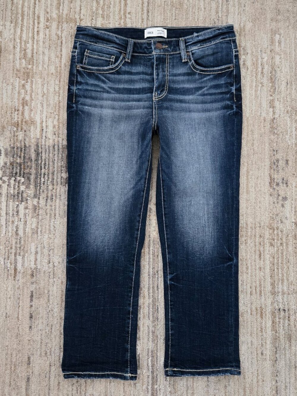 BKE Buckle Payton Mid Rise Cropped Jeans Womens Dark Wash Stretch Denim 28
